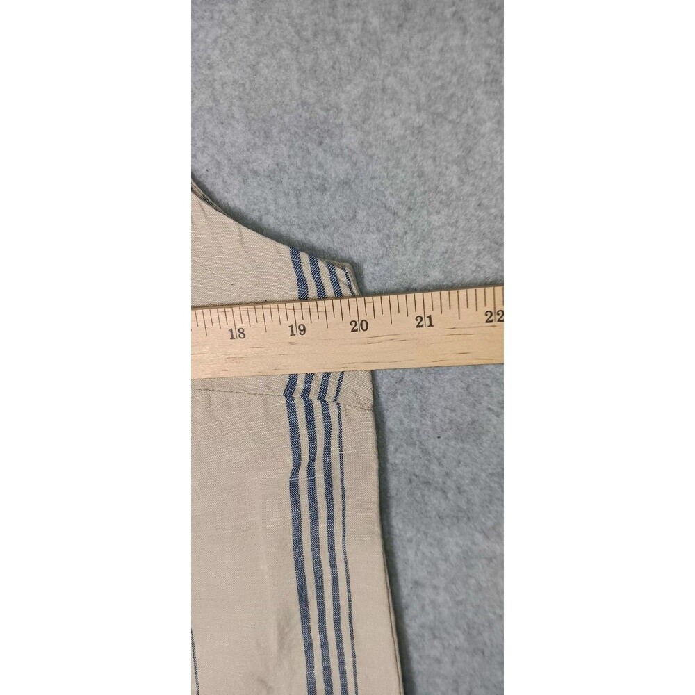 Liz Claiborne Linen Blend Sleeveless Tank Top Medium Beige Striped Fringe Beach - Picture 8 of 12